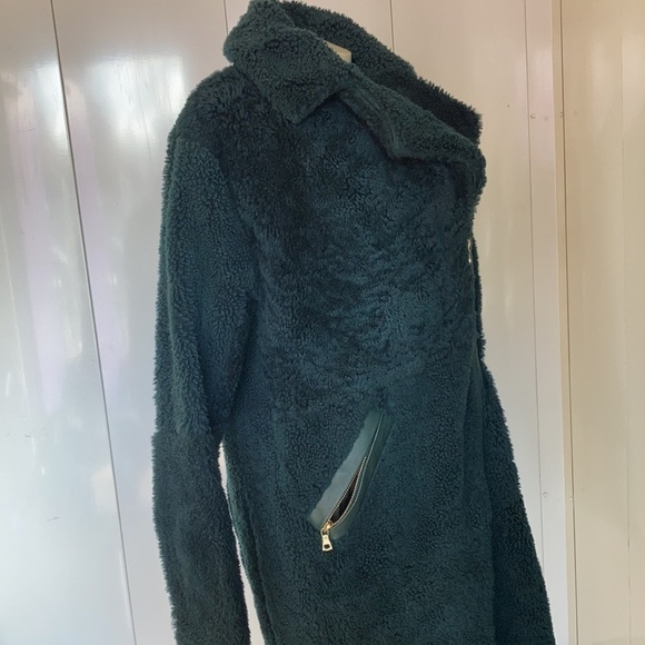 ADAM LIPPES  lamb shearling/ leather green / golden hardware coat Sz X… - Picture 3 of 11
